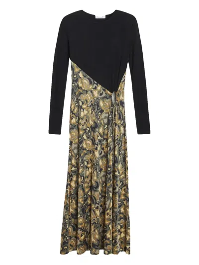 Rodebjer Ribbed Marbled Midi Dress In Black