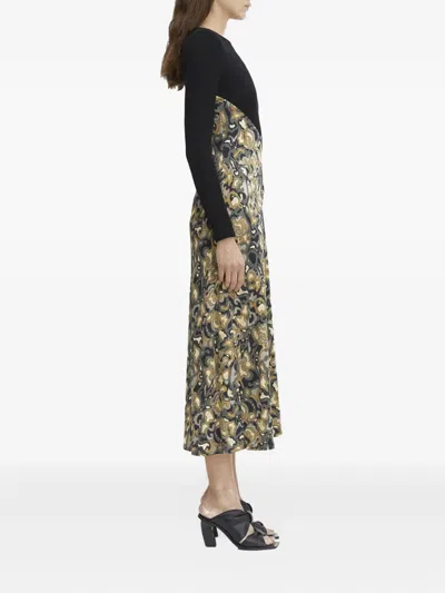 Rodebjer Ribbed Marbled Midi Dress In Black