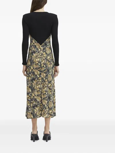 Rodebjer Ribbed Marbled Midi Dress In Black