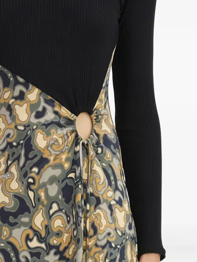 Rodebjer Ribbed Marbled Midi Dress In Black