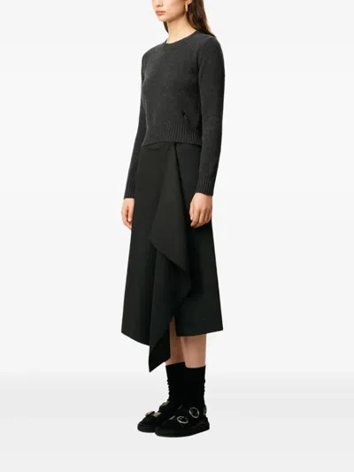 Ami Alexandre Mattiussi Black Cashmere Ami De Coeur Crewneck Sweater Grey In Gray