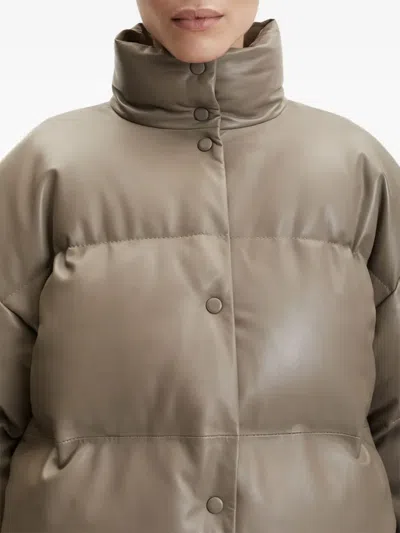 Samsoe & Samsoe Quilted Leather Jacket In Green