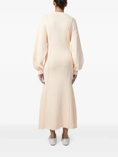 Rodebjer Cuffed-sleeves Midi Dress In Neutral