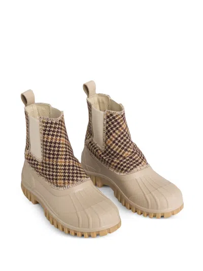 Diemme Balbi Houndstooth-patterned Chelsea Boots In Brown