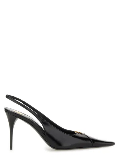 Saint Laurent Women Babylone Breteuil Open Back Pump In Smooth Leather In Black