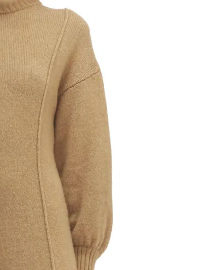 Rodebjer Tanner Merino Wool Seam Detail Midi Dress In Neutral