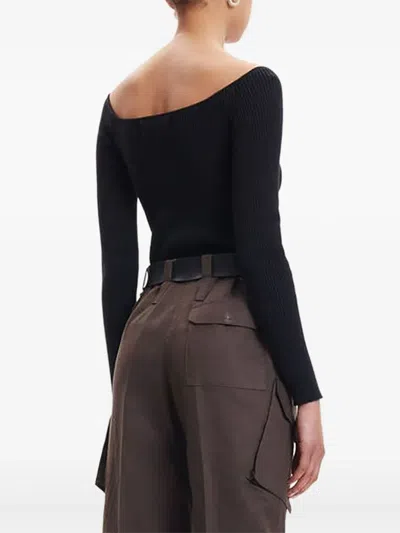 Samsoe & Samsoe Ribbed Scoop-neck Top In Black