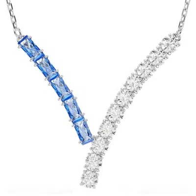 Swarovski Matrix Rhodium Plated Pendant Necklace In Blue