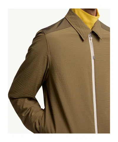 Moncler Green Regular Solid Shirt In Brown