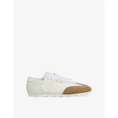 Marni Softy Soccer Suede-detail Leather Sneakers In White