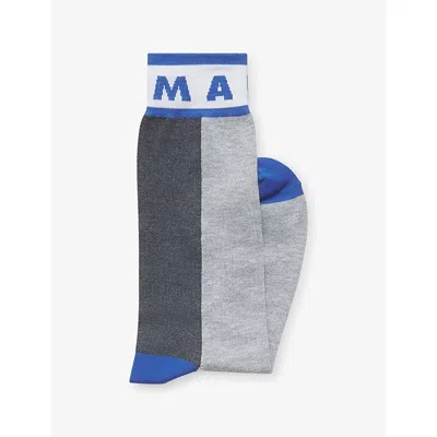 Marni Womens Inn15 Colour-block Cotton-blend Mid-calf Socks In Multi