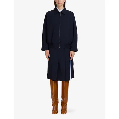 Marni Womens 00b99 Zip-up Side-pocket Wool Jacket In Black