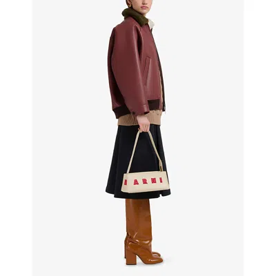 Marni Borsa A Spalla Museo Baguette In Pelle Crema