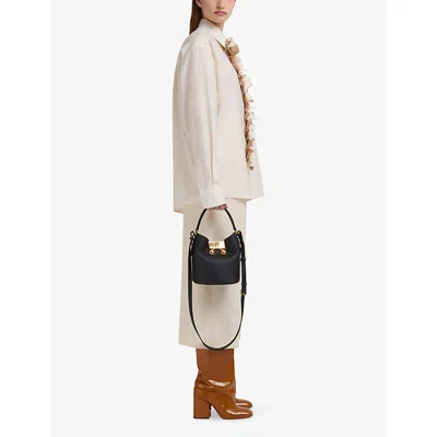 Marni Trunkaroo Leather Bucket Bag In Black
