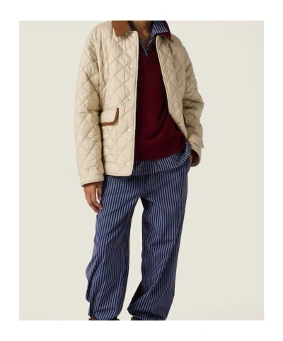 Miu Miu Quilted Jacket With Suede Collar And Pockets In Brown