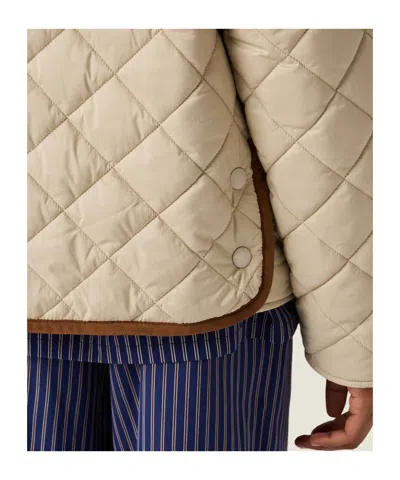 Miu Miu Quilted Jacket With Suede Collar And Pockets In Brown