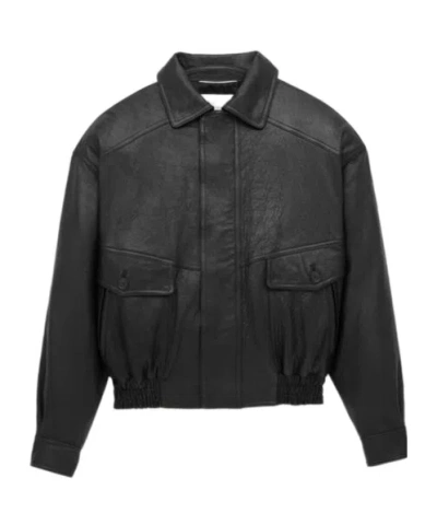 Saint Laurent Bomber Jacket In Bubbled Lambskin With Zip Clothing In Black