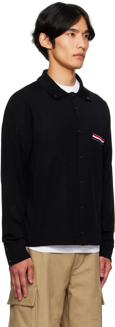 Thom Browne Wool Shirt With Long Sleeves And Striped Detail In Multi