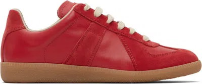 Maison Margiela Replica Leather And Suede Sneakers In Red