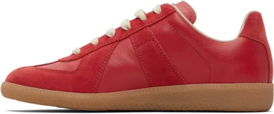 Maison Margiela Replica Leather And Suede Sneakers In Red