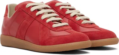 Maison Margiela Replica Leather And Suede Sneakers In Red