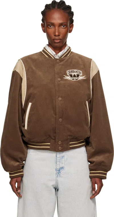 We11 Done Brown College Corduroy Varsity Jacket In Brown