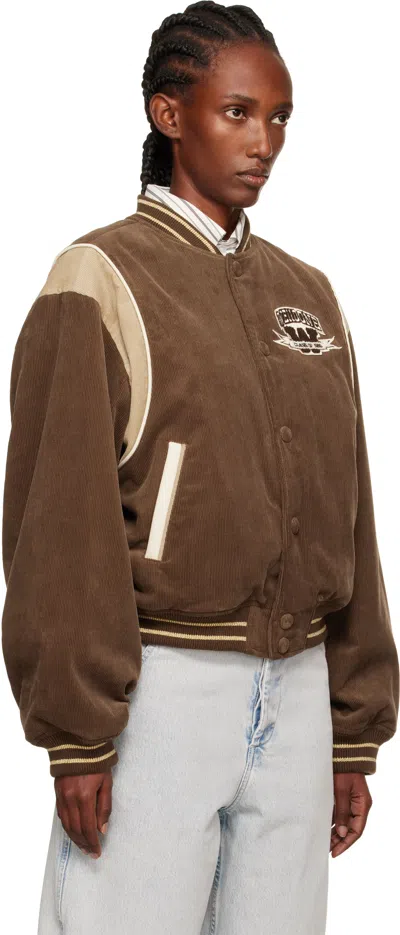 We11 Done Brown College Corduroy Varsity Jacket In Brown