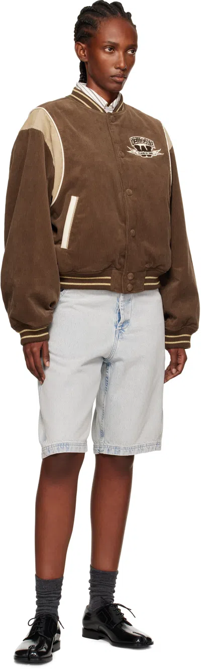 We11 Done Brown College Corduroy Varsity Jacket In Brown