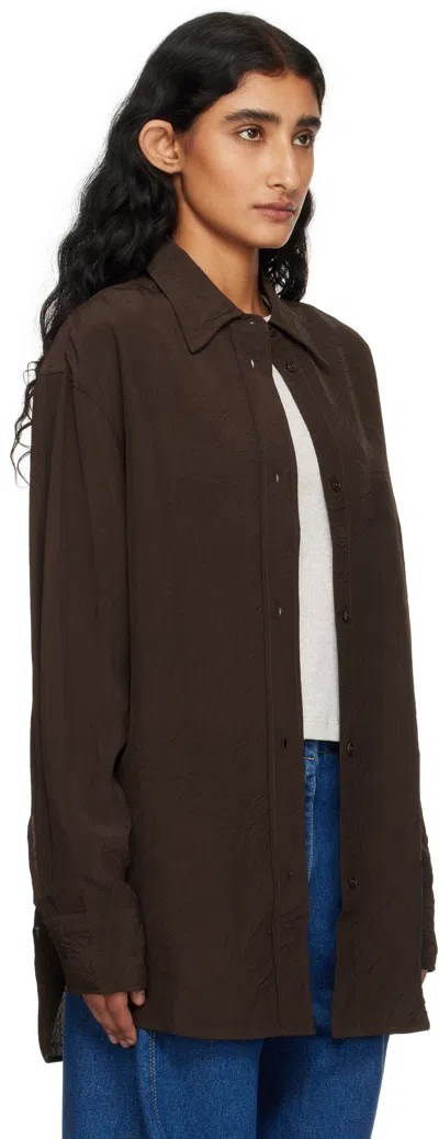 Studio Nicholson Textured Button-down Shirt In Brown