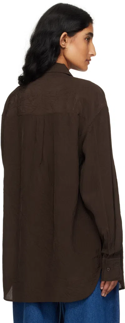 Studio Nicholson Textured Button-down Shirt In Brown