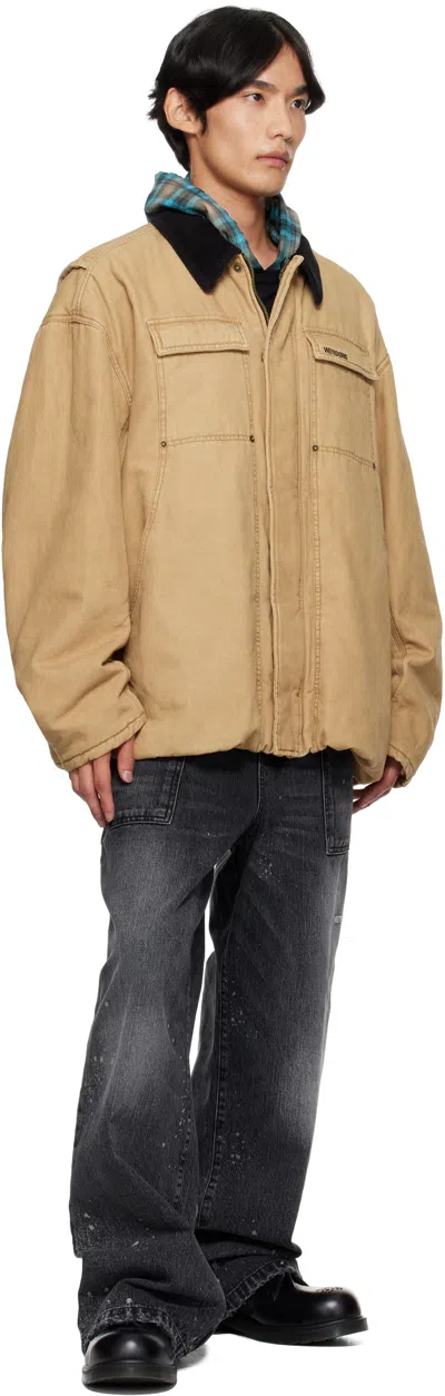 We11 Done Beige Long Washed Work Jacket In Neutral