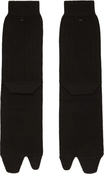 Maison Margiela Brown Bootleg Tabi Socks In Black