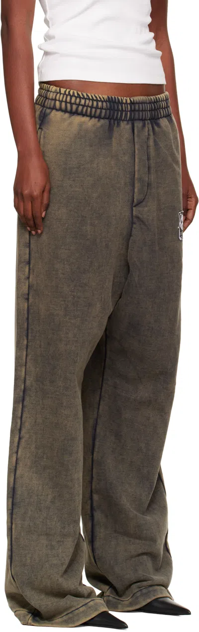 We11 Done Khaki Teddy Id Sweatpants In Gray