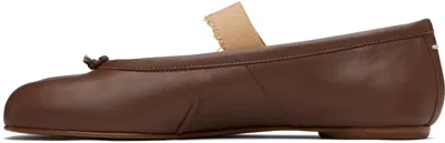 Maison Margiela Leather Ballerina Shoes Split Toe In Brown