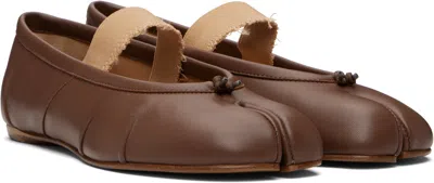 Maison Margiela Leather Ballerina Shoes Split Toe In Brown