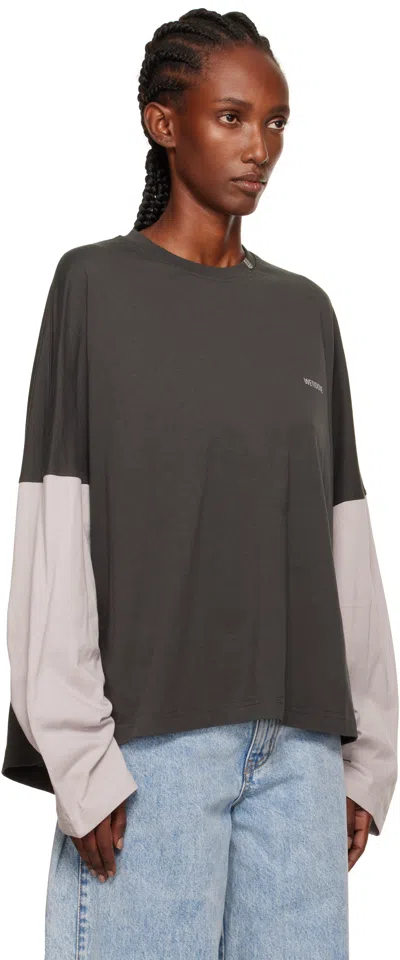 We11 Done Gray Coding Long-sleeved Layered T-shirt In Gray