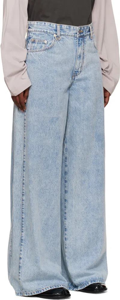 We11 Done Blue Oversized Low-rise Jeans In Blue