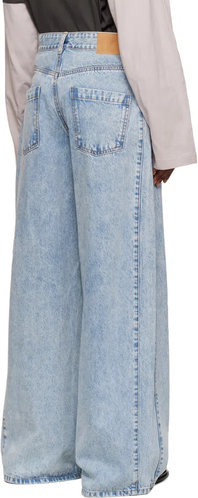 We11 Done Blue Oversized Low-rise Jeans In Blue