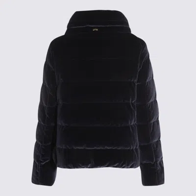Herno Velvet Quilted Drawstring High Collar Jacket In Black