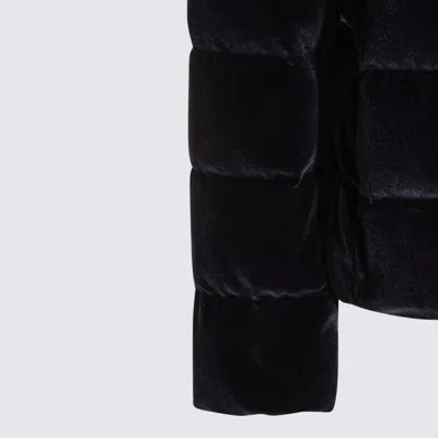 Herno Velvet Quilted Drawstring High Collar Jacket In Black