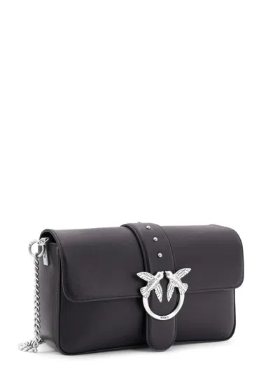 Pinko Edium Classic Love Slouchy Leather Bag In Black