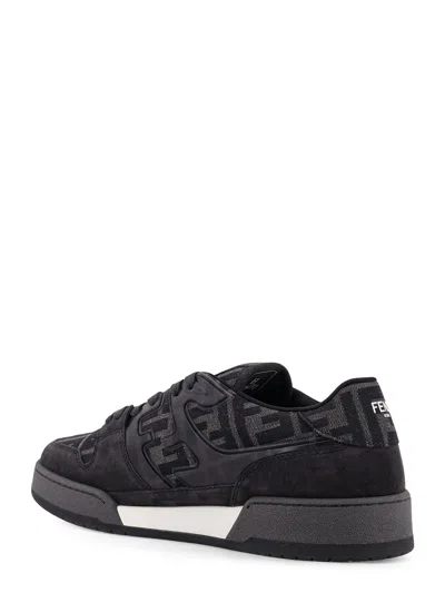 Fendi Match Sneakers In Ff Jacquard Fabric And Suede In Gray