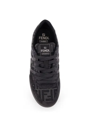 Fendi Match Sneakers In Ff Jacquard Fabric And Suede In Gray