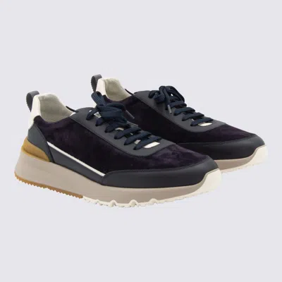 Brunello Cucinelli Sneakers Round Toe Contrast Sole In Blue