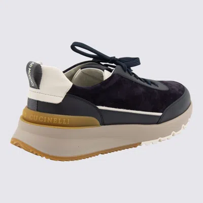 Brunello Cucinelli Sneakers Round Toe Contrast Sole In Blue