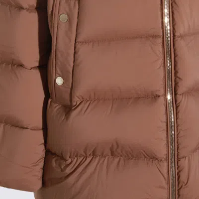 Moorer Puffer Jackets With Hood And Pockets In Brown