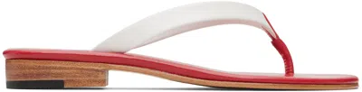 Martiniano White & Red Leather Flip-flops In Multi