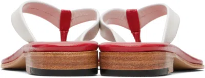 Martiniano White & Red Leather Flip-flops In Multi