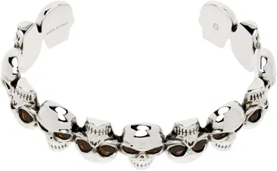 Alexander Mcqueen Multi-skull Cuff Bracelet In Metallic