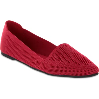 Mia Corrine Womens Knit Slip On Ballet Flats In Red
